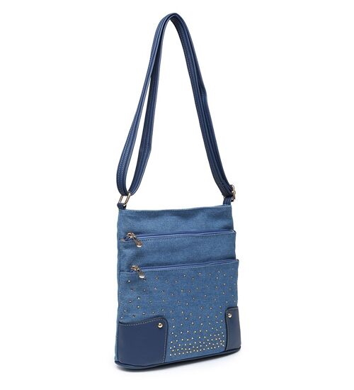 Women PU Jeans Material Crossbody Bag Vegan Messenger Travel Organizer Satchel Sling Shoulder Bag --ZQ-11105 blue