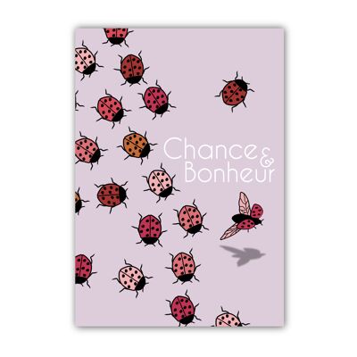 CARTE - COCCINELLES - CHANCE - ROSE