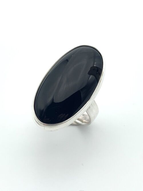 Silver ring Onyx 16x30mm