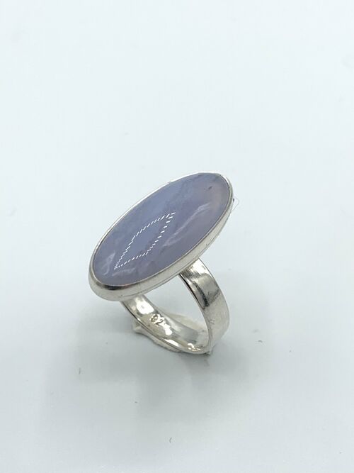 Silver ring Chalcedony 10x24mm