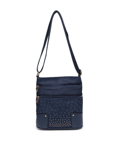 Women PU Jeans Material Crossbody Bag Vegan Messenger Travel Organizer Satchel Sling Shoulder Bag --ZQ-11105 dark blue