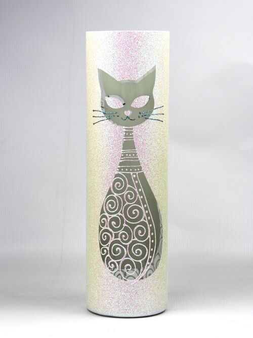 Handpainted glass vase for flowers 7017/400/389 | Cylinder floor vase height 40 cm