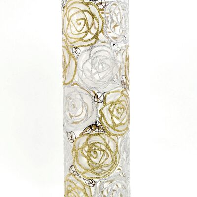 Florero de vidrio pintado a mano para flores 7017/400/lk047 | Jarrón de suelo cilíndrico altura 40 cm