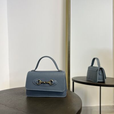 Small leather handbag Florence Blue Jean