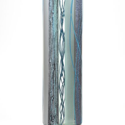 Florero de vidrio pintado a mano para flores 7017/400/sh112.1 | Jarrón de suelo cilíndrico altura 40 cm