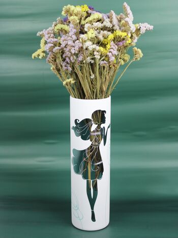 Vase en verre peint à la main pour fleurs 7017/400/sh197 | Vase de sol cylindrique hauteur 40 cm 6