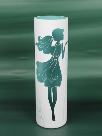 Vase en verre peint à la main pour fleurs 7017/400/sh197 | Vase de sol cylindrique hauteur 40 cm 7
