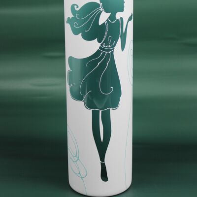 Vaso per fiori in vetro dipinto a mano 7017/400/sh197 | Vaso cilindrico da terra altezza 40 cm