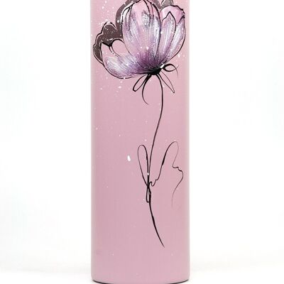 Vaso per fiori in vetro dipinto a mano 7017/400/sh222 | Vaso cilindrico da terra altezza 40 cm
