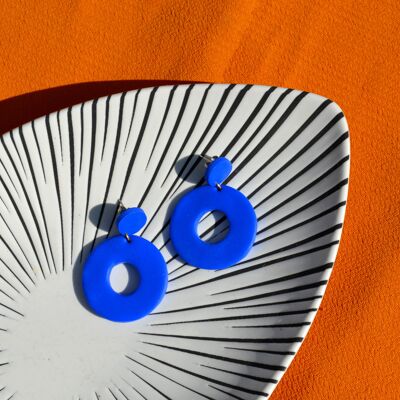MIA 60s Circle Clay Blue Earrings