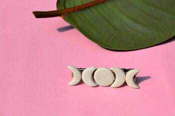 Barrette à cheveux en argile Moon Phases, blanc 1