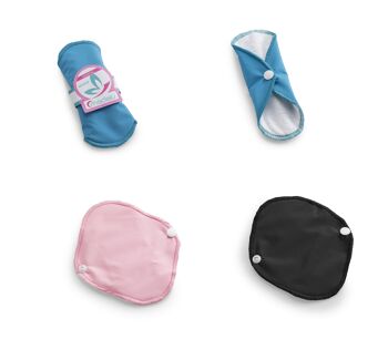 4 Mamipad Mini protège-slip absorbant lavable + sac humide - sac humide bleu 1