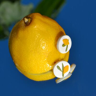 SICILY Orecchini a bottone a forma di limone, 1 cm x 1 cm