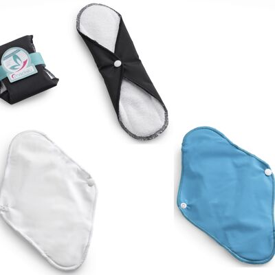 4 Assorbenti Lavabili Notte Mamipad Colori Assortiti + Wet Bag - Wet Bag Azzurra