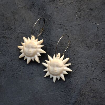 Sun Face, Lightweight Hoop Earrings