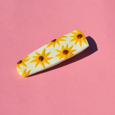 Yellow Sunflower Clay Hair Barrette 6cm