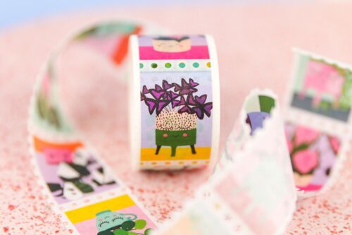 Stamp washi tape plants