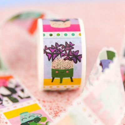 Stamp washi tape plants