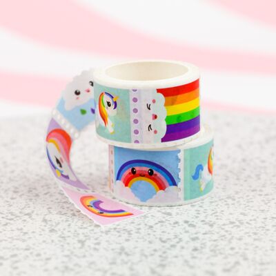Stamp washi tape Unicorn rainbow