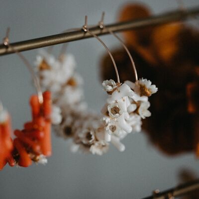 Creoles in Dried Flowers and Coral Jewel Earrings in Gold