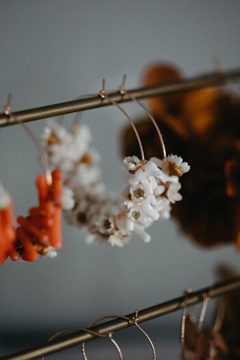 Créoles en Fleurs Séchées et Corail Boucles d'Oreilles Bijou en Or 1