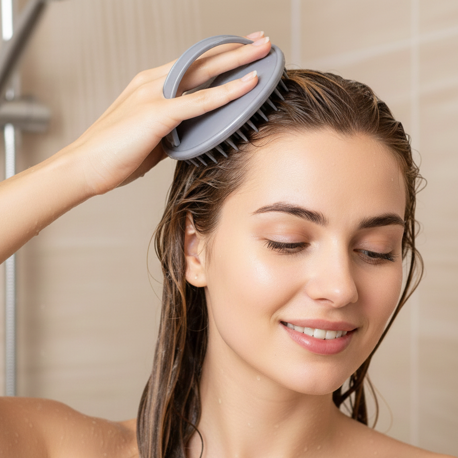 YOSMO Silicone Scalp Massage & Exfoliating Brush – Hair Growth & Detox Tool