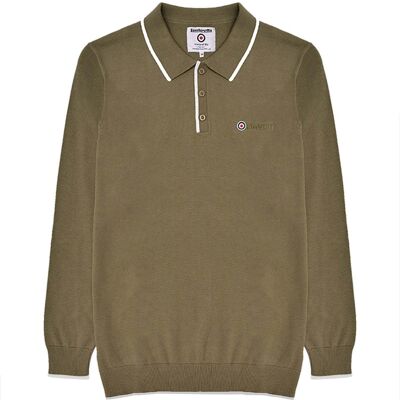 LS Tipped Knitted Polo AW22 Green