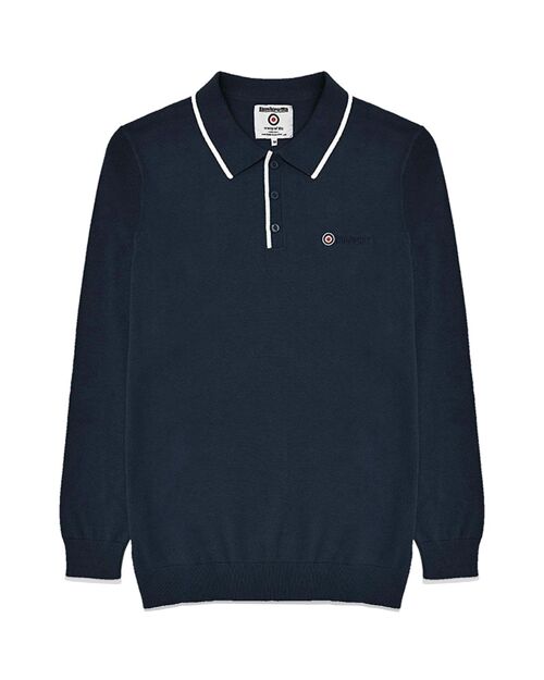 LS Tipped Knitted Polo AW22 Navy