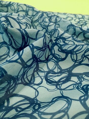 Tissu coton soie motif reflets sur l'eau coloris Turquoise - Pool-22 2