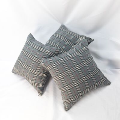 Gray tartan cushion
