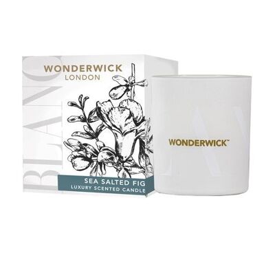 Wonderwick London - Blanc - Candela in vetro profumato al fico salato marino