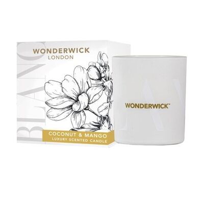 Wonderwick London - Blanc - Bougie en verre parfumée à la noix de coco et à la mangue