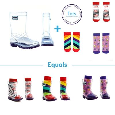 Squelch Transparent Welly Bottes et Chaussettes Paquet Avocat