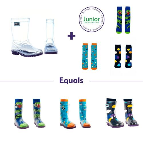 Squelch Transparent Welly Boots and Sock Package Snake