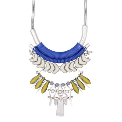 CAUCASIA Collana statement blu reale e gialla
