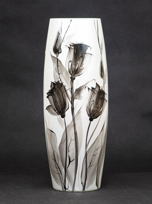 Handpainted glass vase for flowers 7124/400/sh079 | Oval floor vase height 40 cm