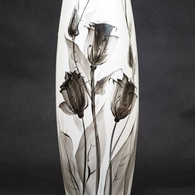 Florero de vidrio pintado a mano para flores 7124/400/sh079 | Jarrón de suelo ovalado altura 40 cm