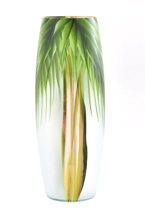 Handpainted glass vase for flowers 7124/400/sh148 | Oval floor vase height 40 cm