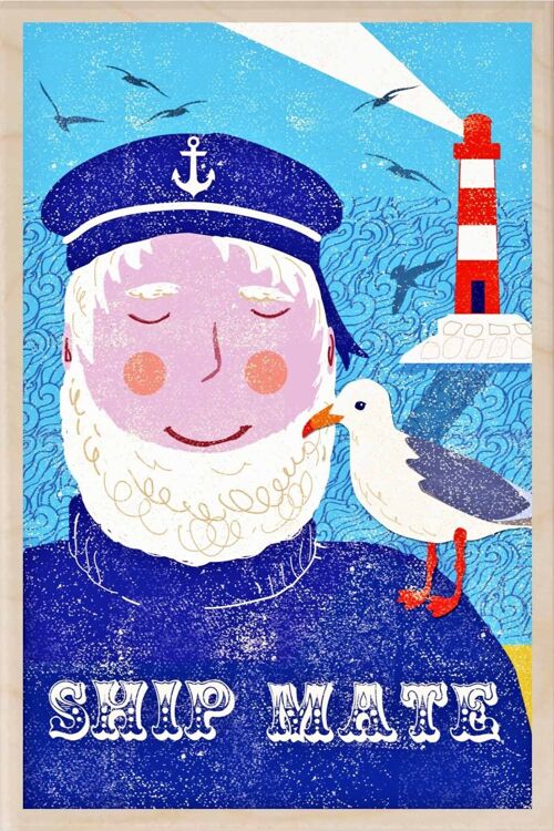 Wooden Postcard SHIP MATE Seaside Card