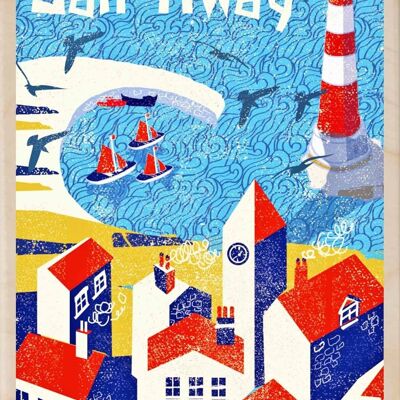 Hölzerne Postkarte SAIL AWAY Seaside Card