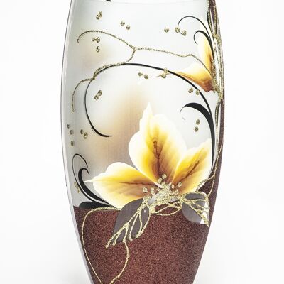 Florero de vidrio pintado a mano para flores 7518/300/843 | Jarrón de mesa barril altura 30 cm