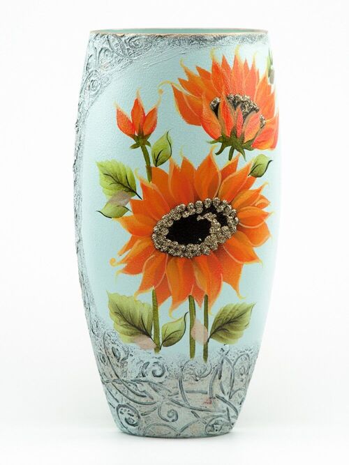 Handpainted glass vase for flowers 7518/300/sh031 | Barrel table vase height 30 cm
