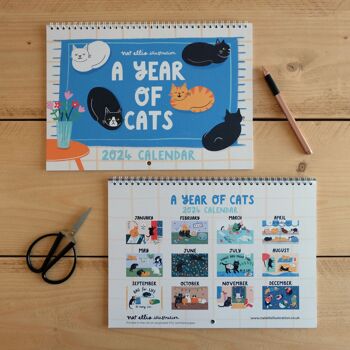Calendrier 2024 A4 double page – Une année de chats 3