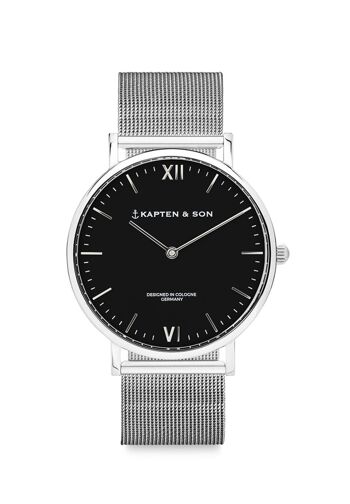 Horloge Campus Small Maille Noire Argentée 1