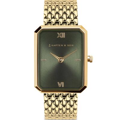 Montre Grace Acier Tressé Vert Doré