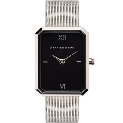 Montre Grace Argent Noir Mesh