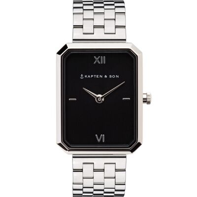 Montre Grace Argent Noir Acier