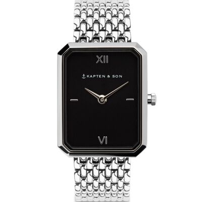 Uhr Grace Silver Black Woven Steel