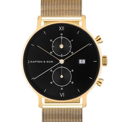 Reloj Chrono Oro Negro Malla