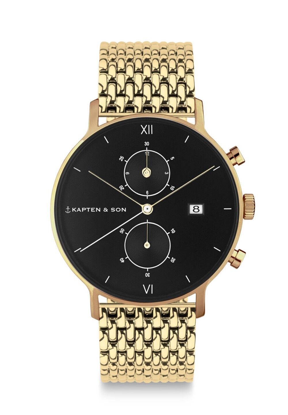 Orologio Crono Oro Nero In Acciaio Intrecciato